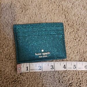 Kate Spade Glitter Card Holder in Teal